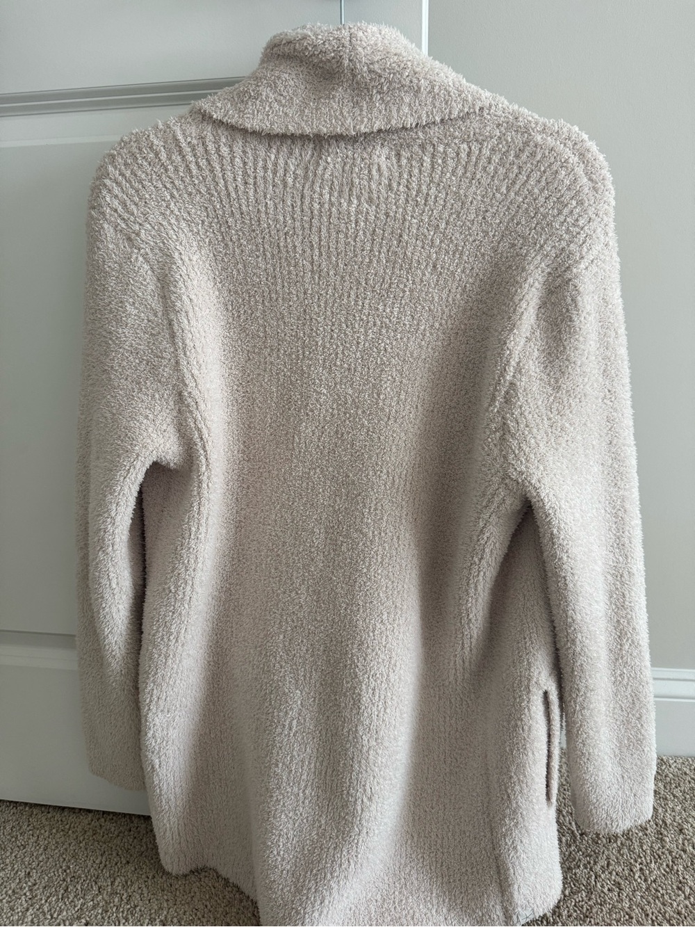 Barefoot Dreams Open-Front Cozy Cream/Taupe Cardigan - Picture 5 of 6